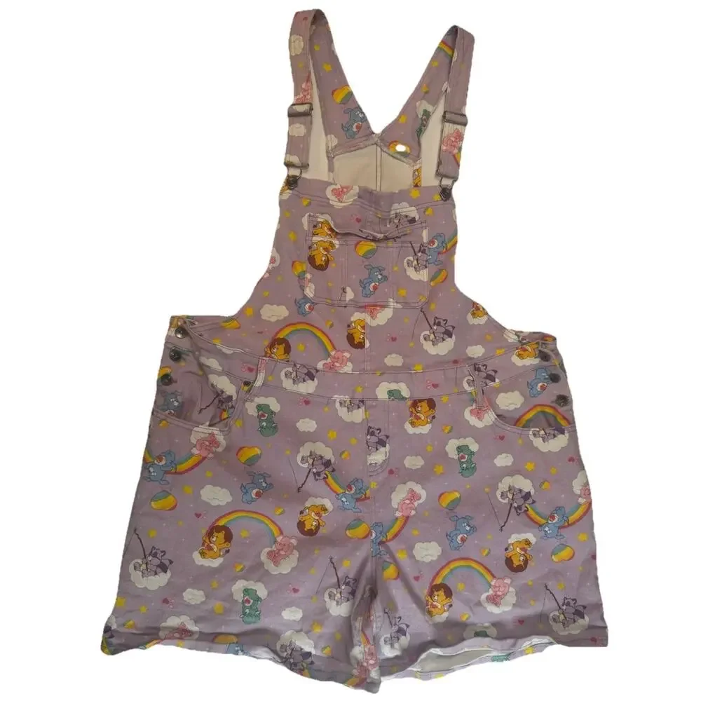 Hot Topic Care Bears Plus Size 4 Shortalls Overalls Rainbow Purple - Picture 4 of 8